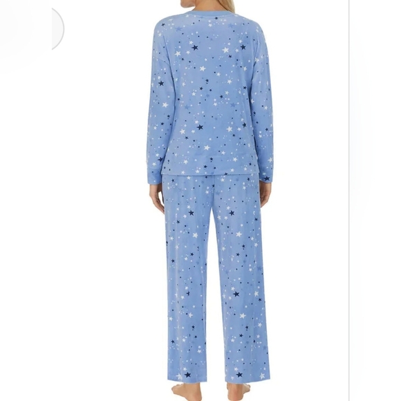 Nautica 2 Piece PJ Set Womens Medium Blue Stars Print Fleece Loungewear Set NWOT - Picture 2 of 16